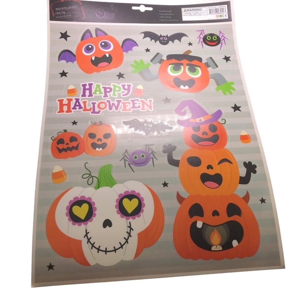 4 Halloween Window Removable and Reusable Decorations